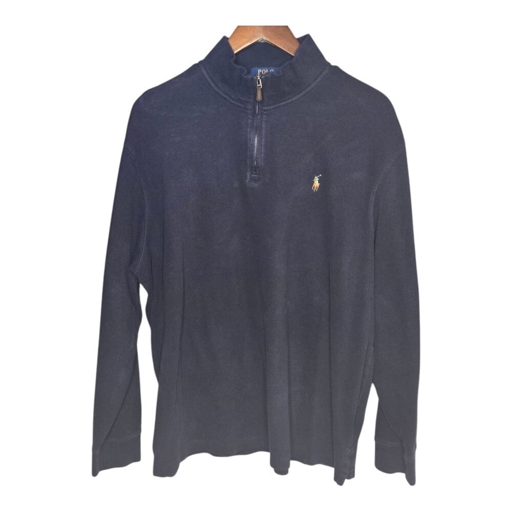 Polo Ralph Lauren Pullover 1/4 Zip Long Sleeve Casual Top Men's Blue XL‎